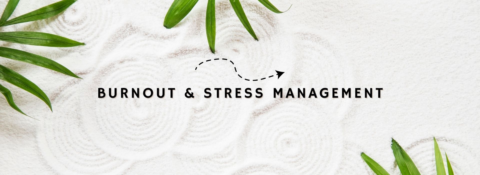 Zen sand and plants representing burnout and stress management workshops