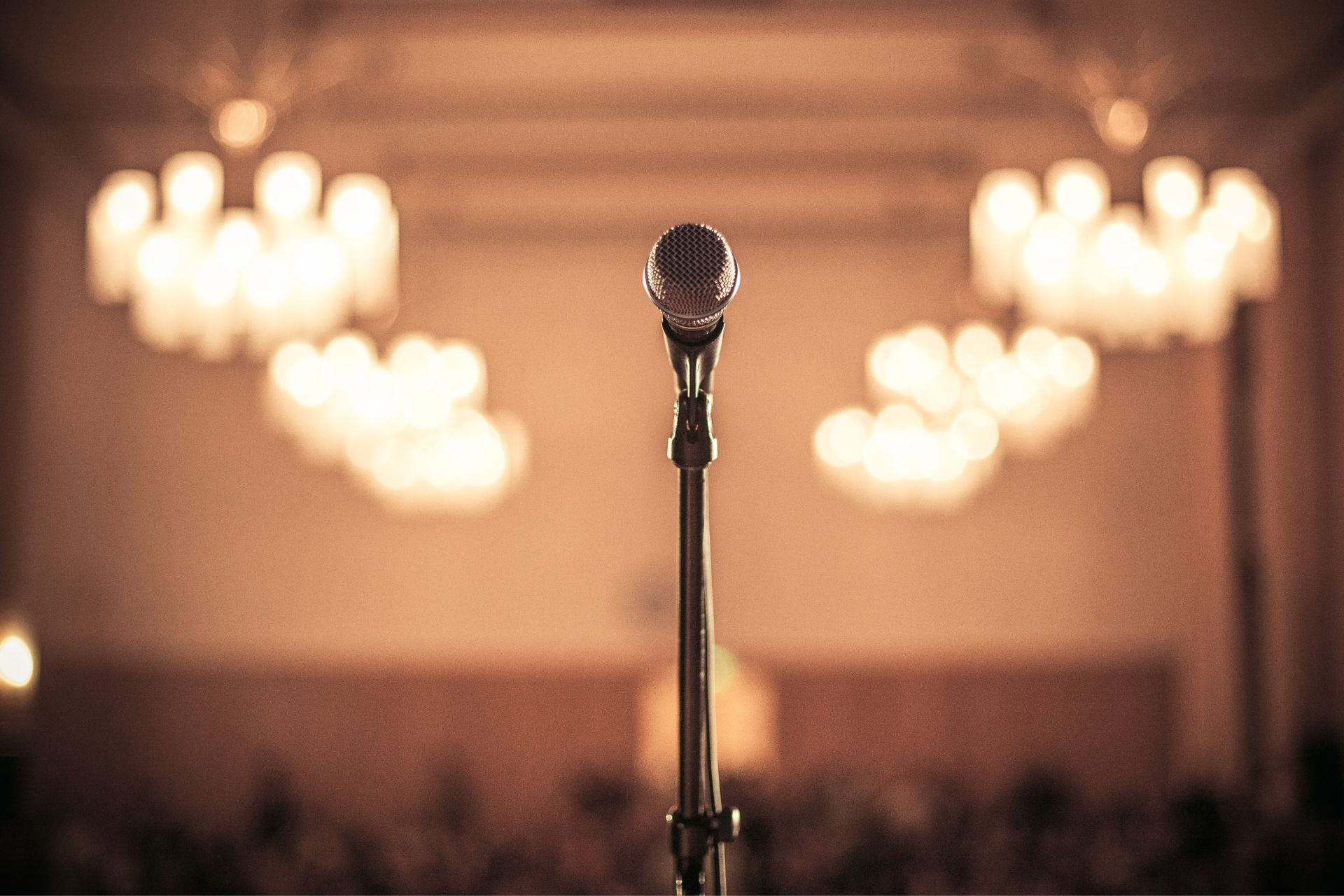 microphone and stage for corporate speaking