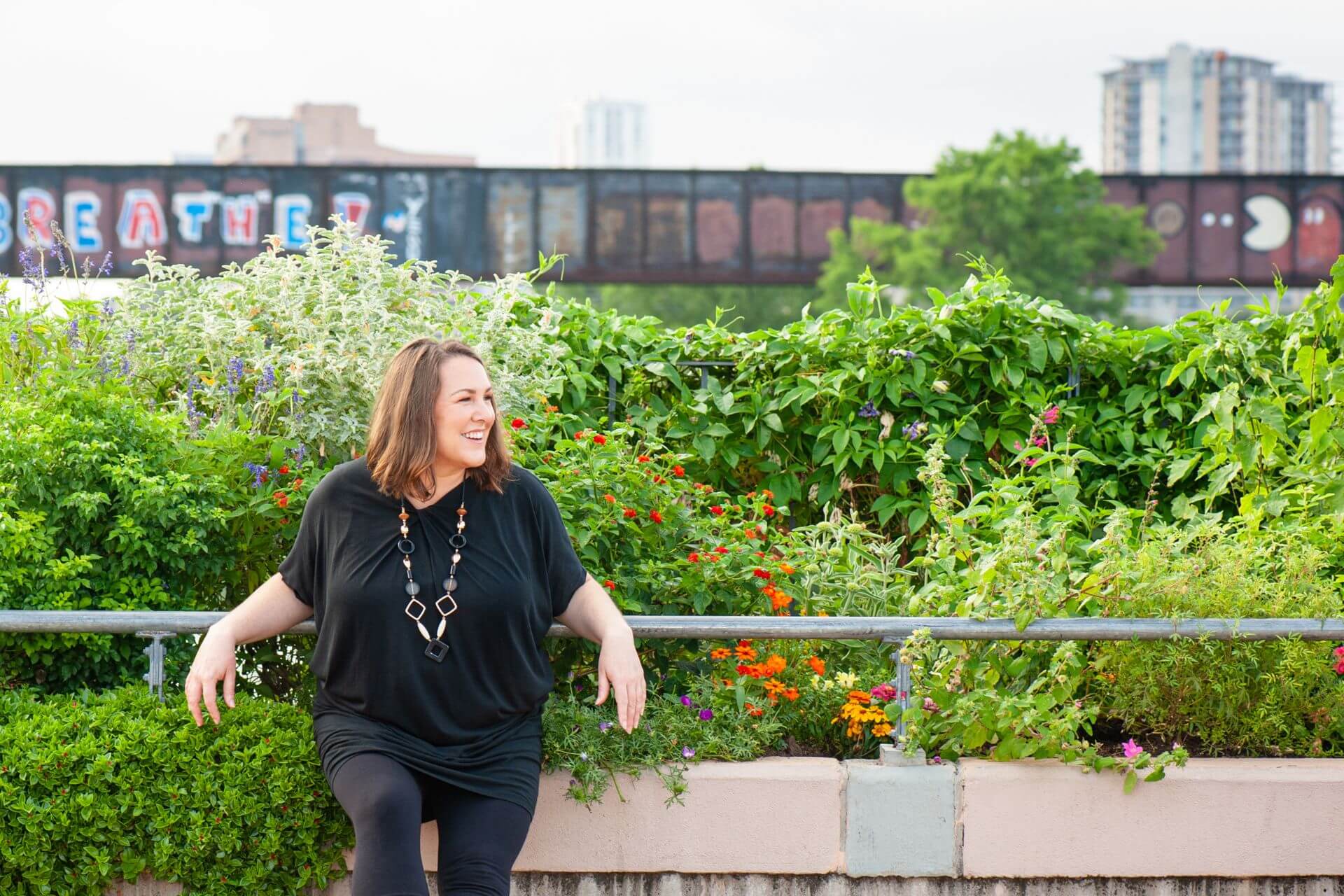 Picture of Sonya Stattmann corporate wellness outside in garden