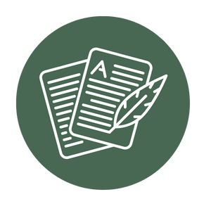 Icon with paper and pen to illustrate story of corporate wellness speaker