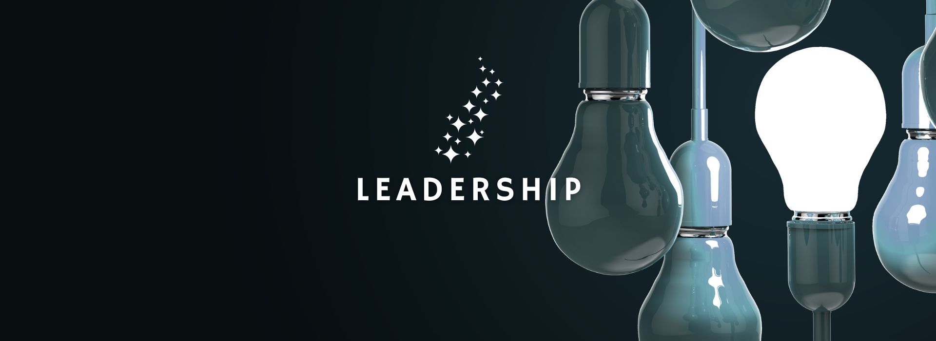 light bulbs with one lit up representing embodied leadership