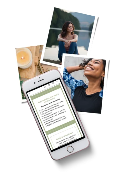 A calm visual collage showing reflection, ease, and gentle support in everyday life