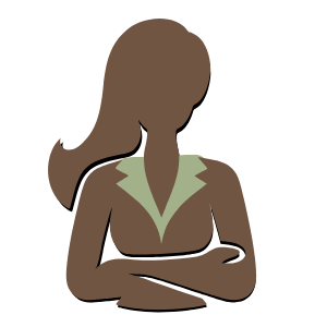 A brown illustrated woman with arms crossed, representing the Women in the Business Arena speaking category for keynote speaker Sonya Stattmann.