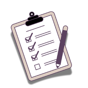 illustration of clipboard with checklist and pencil representing the nervous system regulation practices in the roadmap