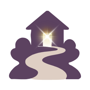 illustration of house with path leading to it representing long-term support after the one-to-one retreat