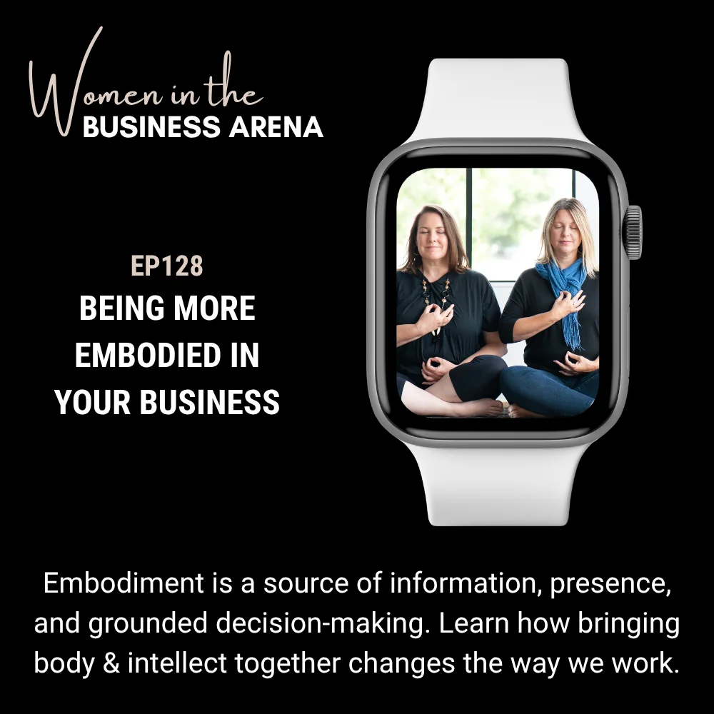 Being more embodied Photo of archived podcast episode How to be More Embodied in your Business with Laura and Sonya featured on an Apple watch