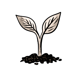 Illustration of leaves coming out of the ground representing microhabits developed in the Burnout Recovery Roadmap